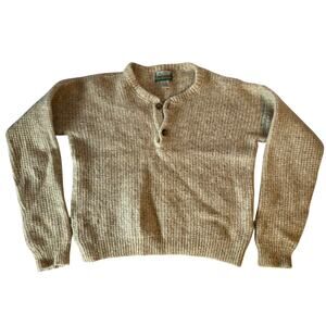 Vintage Outfitters Wool Blend Henley Sweater Medium Oatmeal Waffle